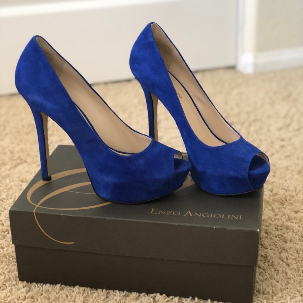 Enzo Angiolini peep toe stilettos heels, 8.5 blue